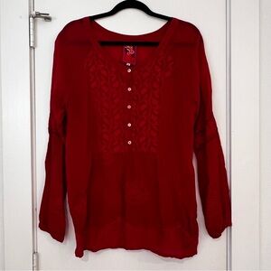 Johnny Was Red Lightweight Blouse Tunic
